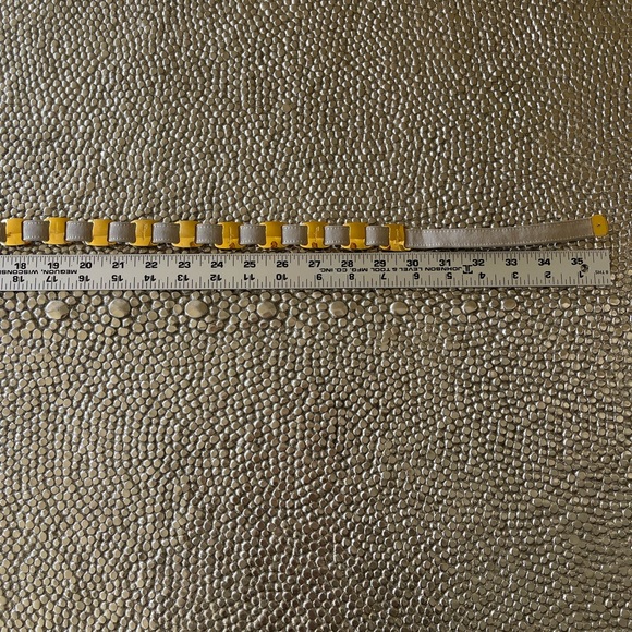 VINTAGE SALVATORE FERRAGAMO cream gold toned logo BELT - Picture 10 of 13